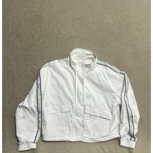 Z Supply Active Ivory Cropped Track Style Windbreaker‎ Jacket Retro Sporty Style